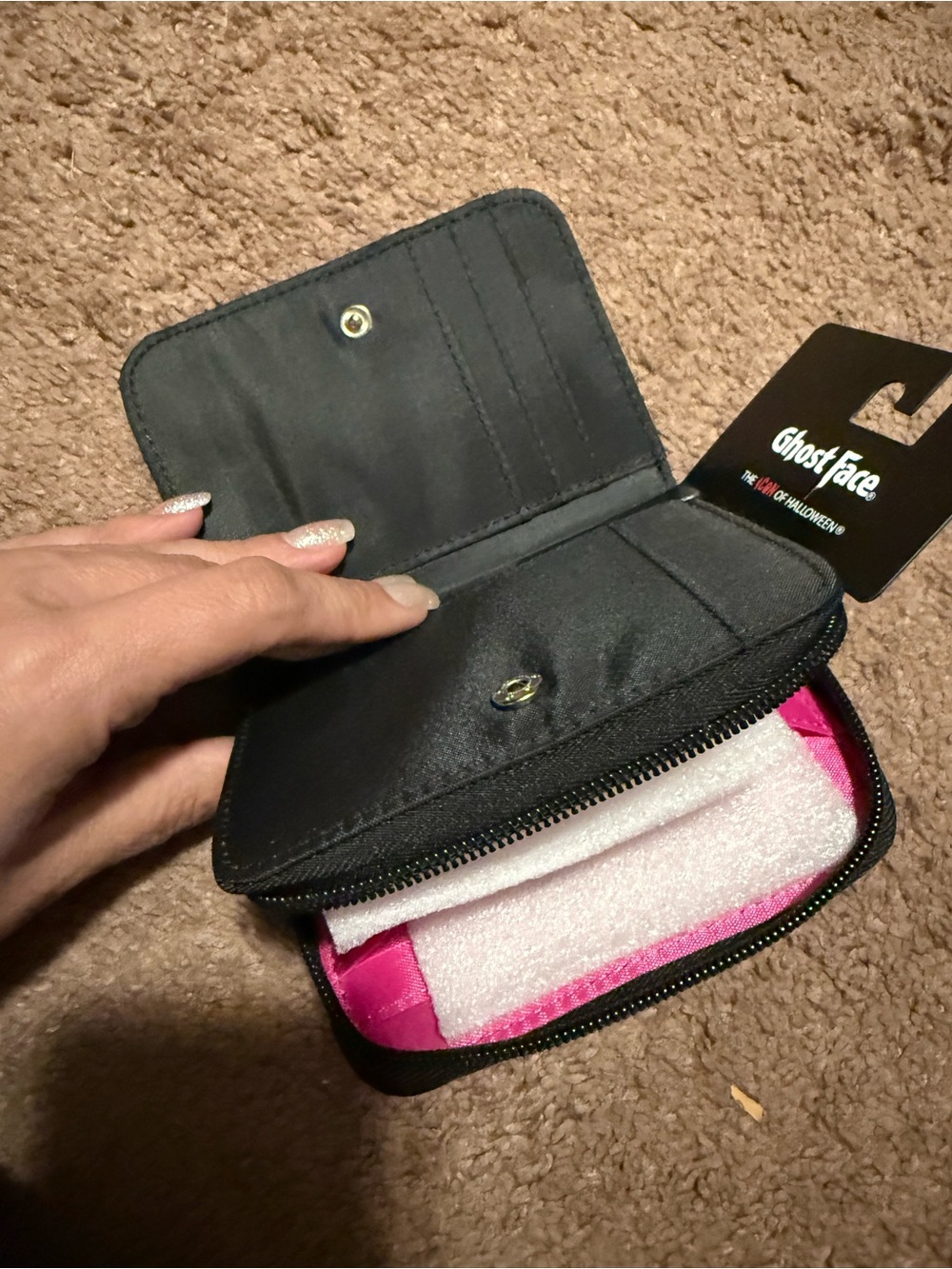 Ghost Face Pink & Black 'You Like Horror Movies Too?!' Mini Backpack and wallet - Picture 3 of 4